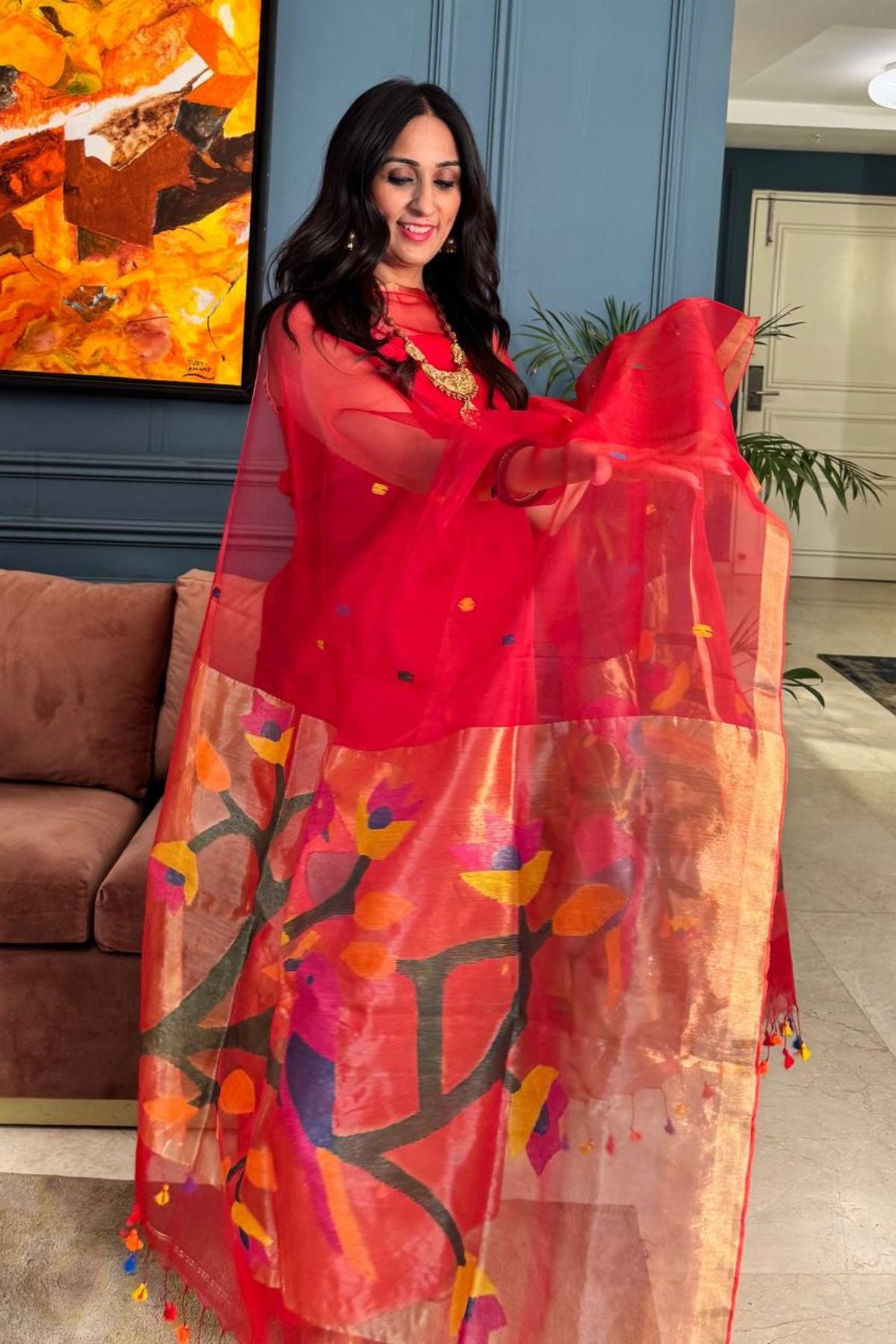 Muslin sets with Paithani inspired Jamdani work